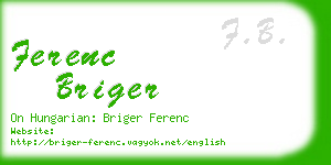 ferenc briger business card